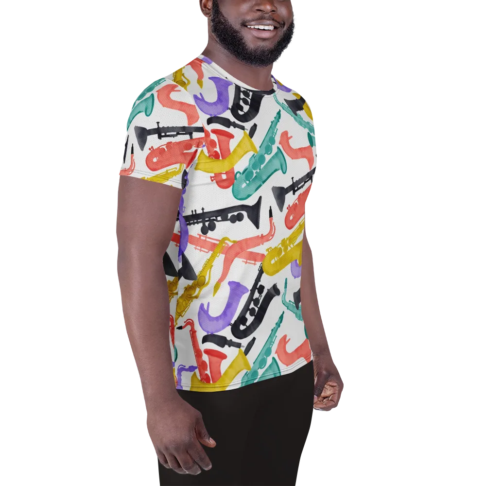 Watercolor Swing on Men's Athletic T-Shirt — Right