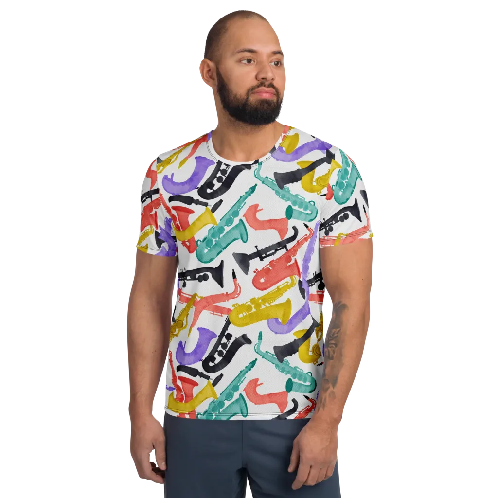 Watercolor Swing on Men's Athletic T-Shirt — Front