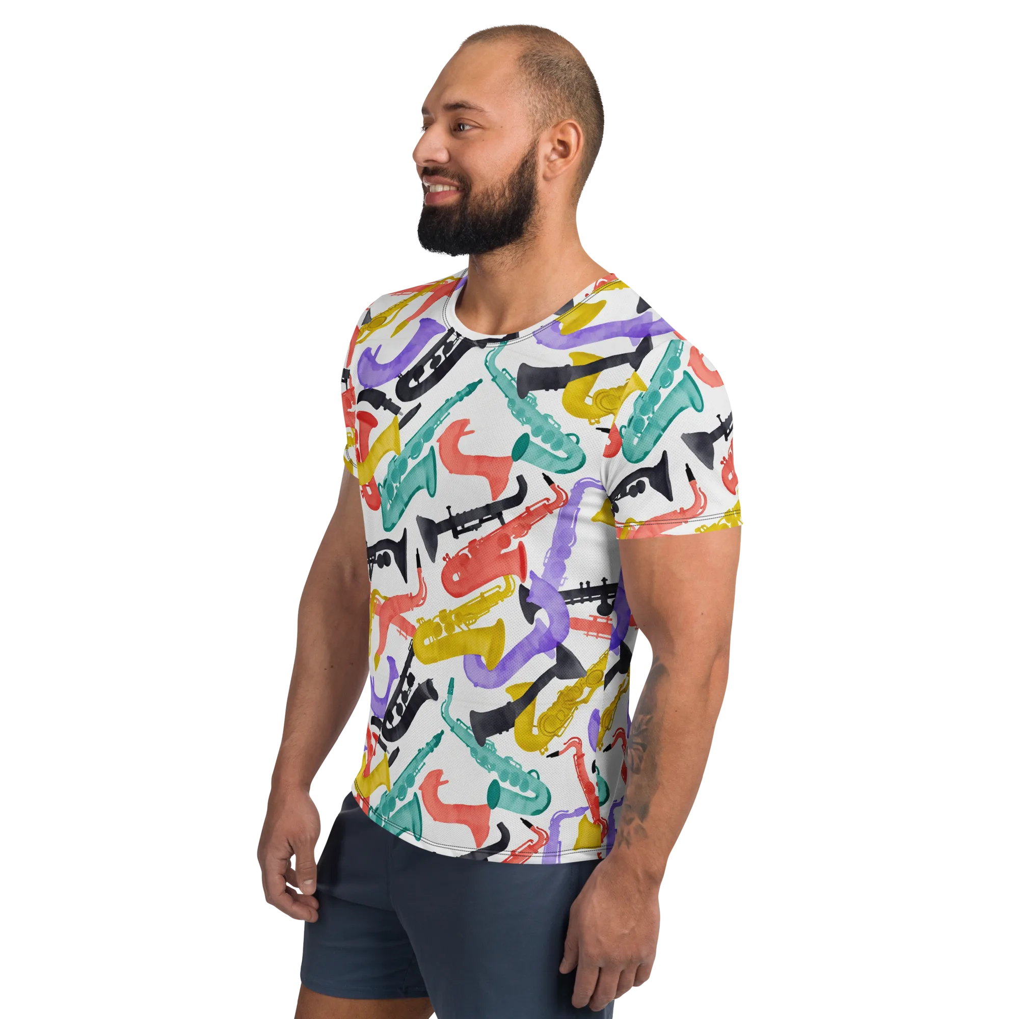 Watercolor Swing on Men's Athletic T-Shirt — Left