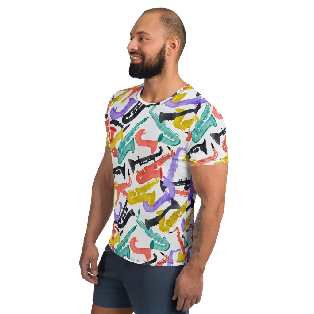 Watercolor Swing on Men's Athletic T-Shirt — Left