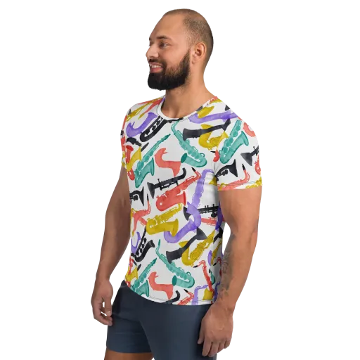 Watercolor Swing on a Men's Athletic T-Shirt