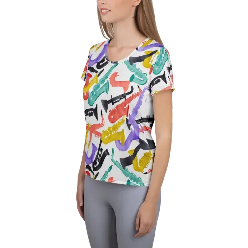 Watercolor Swing on a Women's Athletic T-Shirt