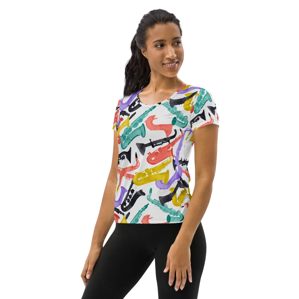 Watercolor Swing on Women's Athletic T-Shirt — Left
