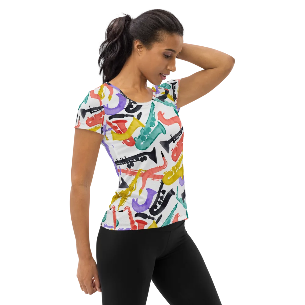 Watercolor Swing on Women's Athletic T-Shirt — Right