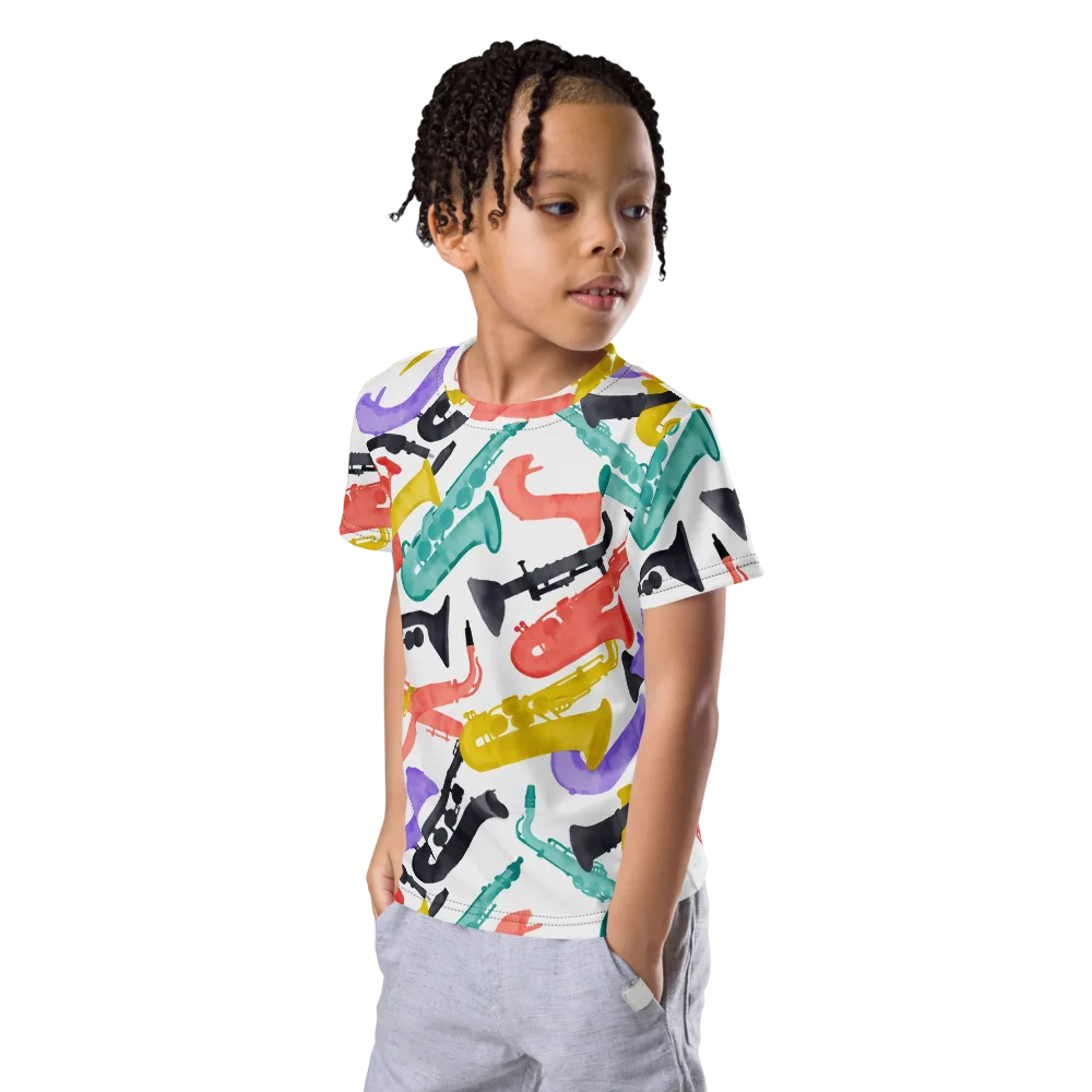 Watercolor Swing on Kids Crew Neck T-Shirt — Left Front