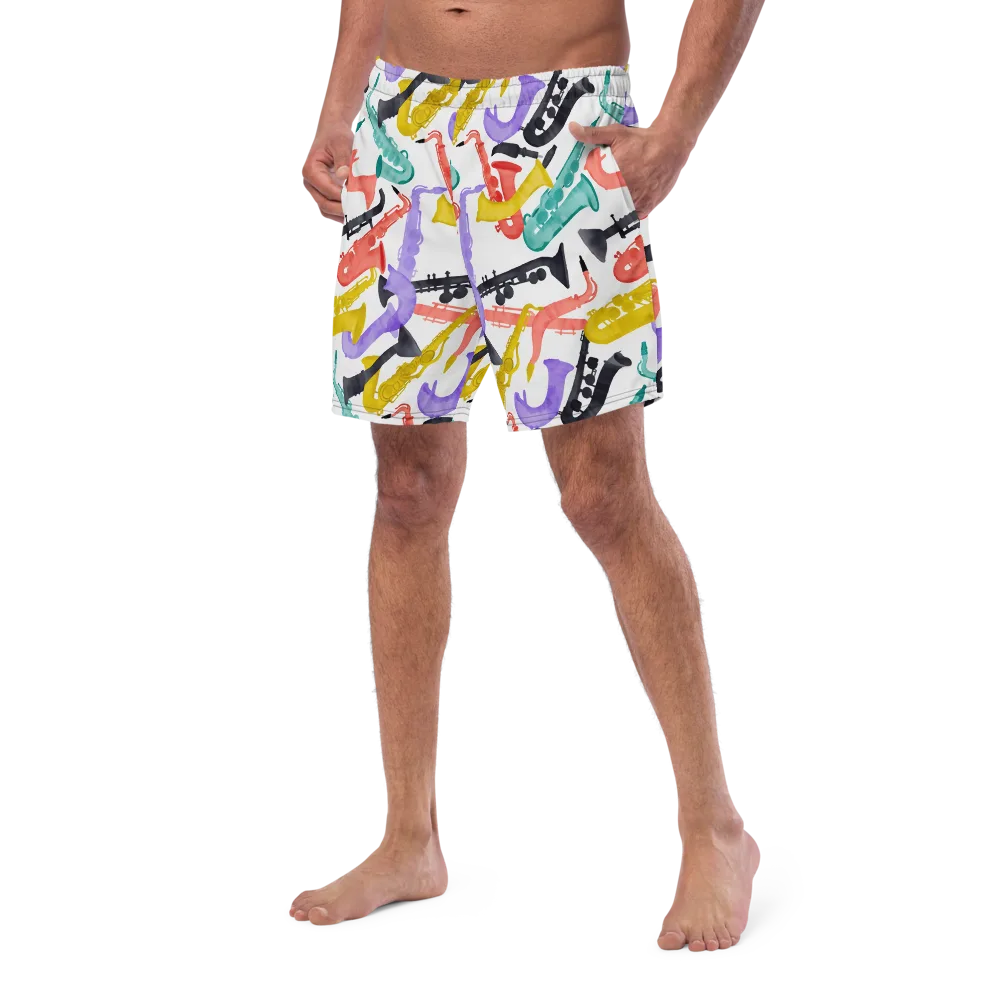 Watercolor Swing on Swim Trunks — Left Front