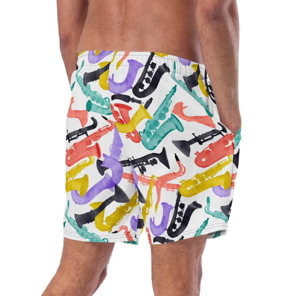 Watercolor Swing on Swim Trunks — Right Back