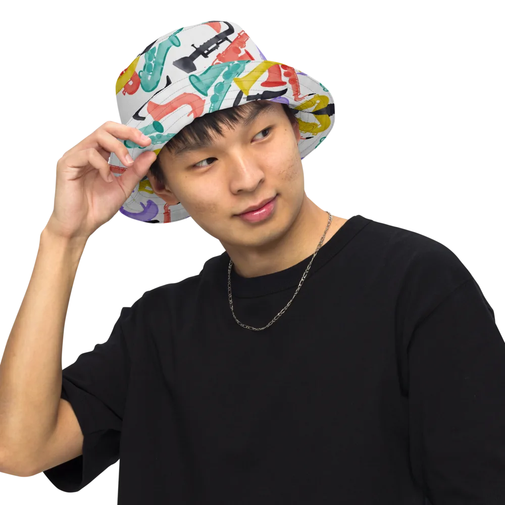 Watercolor Swing on Reversible Bucket Hat — Front Inside