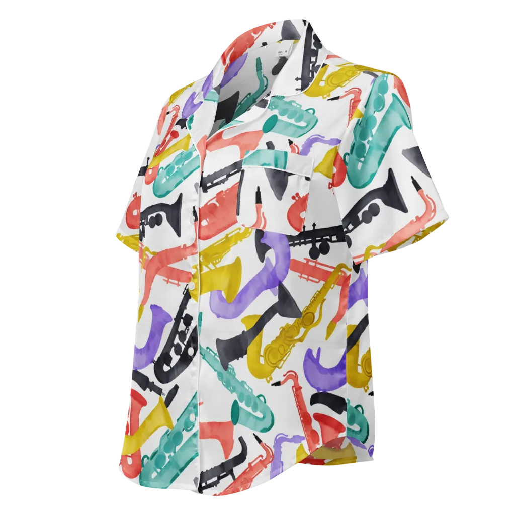 Watercolor Swing on Women's Short Sleeve Pajama Top — Left Front
