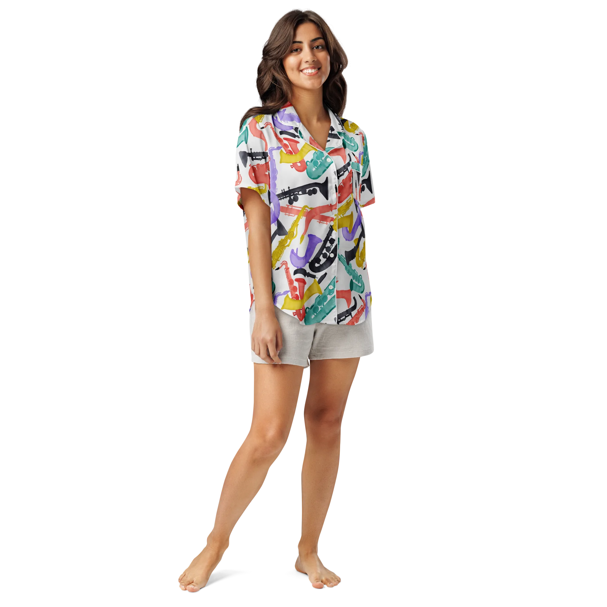 Watercolor Swing on Women's Short Sleeve Pajama Top — Front