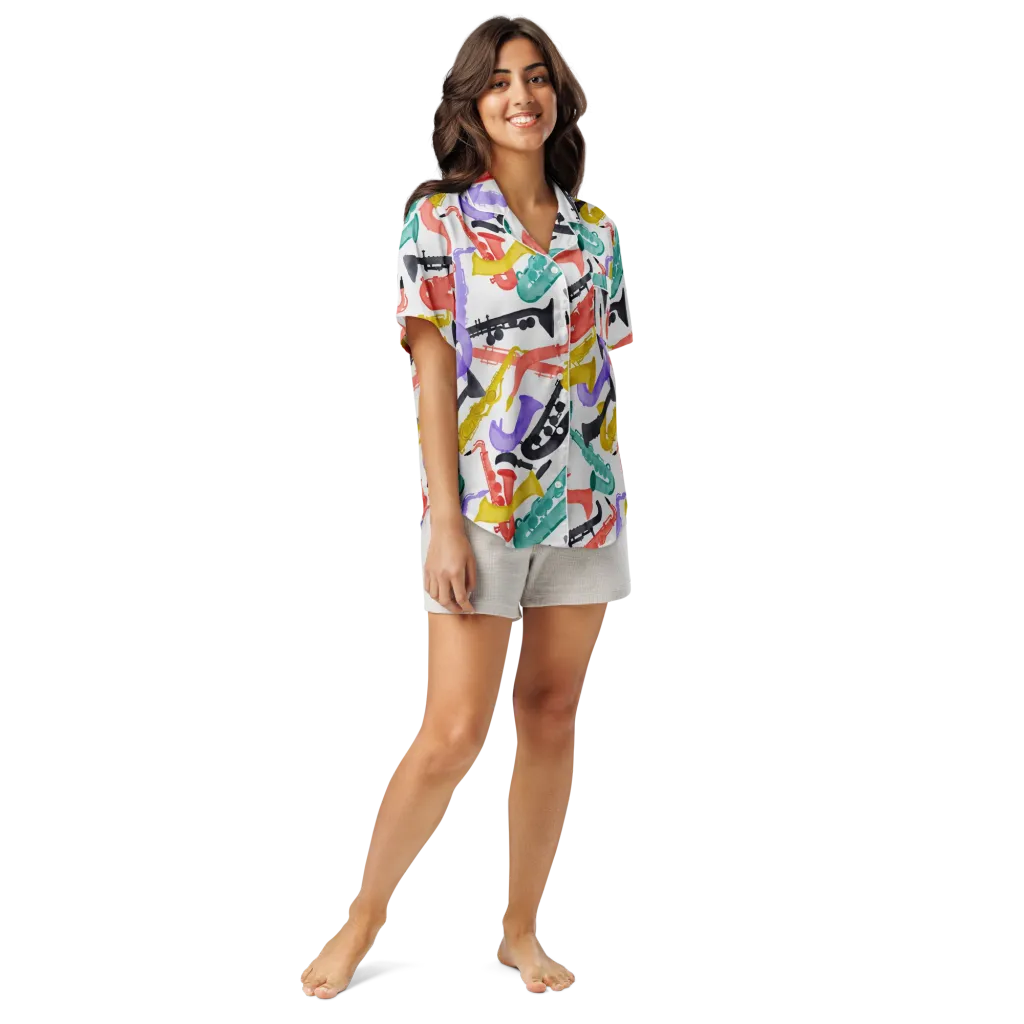 Watercolor Swing on Women's Short Sleeve Pajama Top — Front