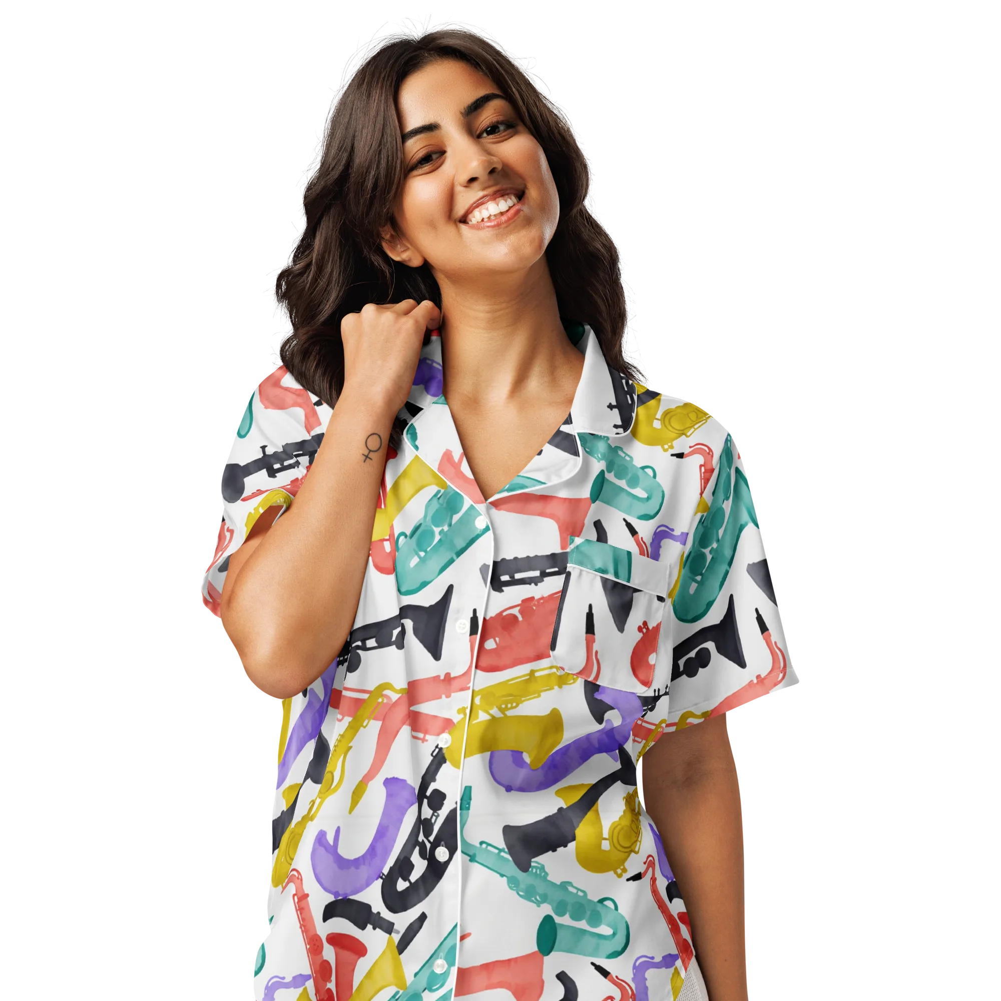 Watercolor Swing on Women's Short Sleeve Pajama Top — Front