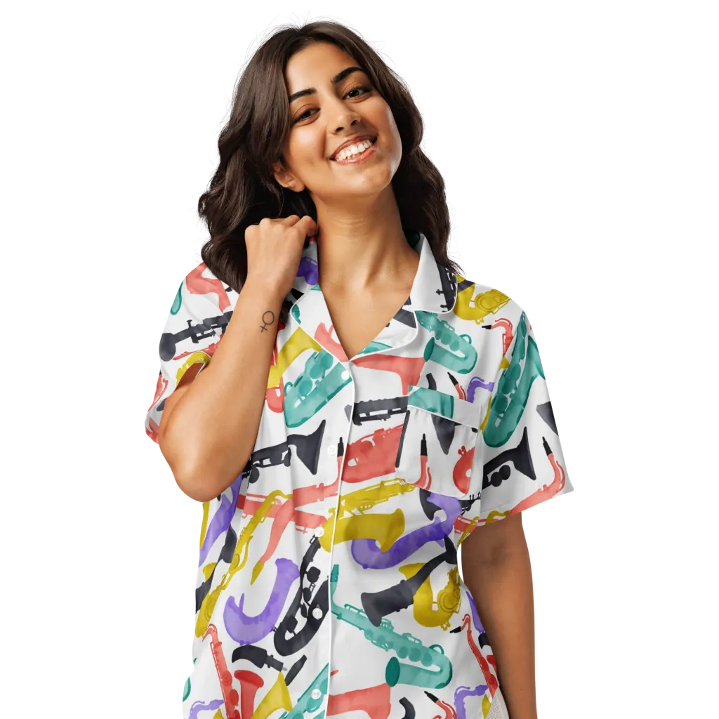 Watercolor Swing on Women's Short Sleeve Pajama Top — Front