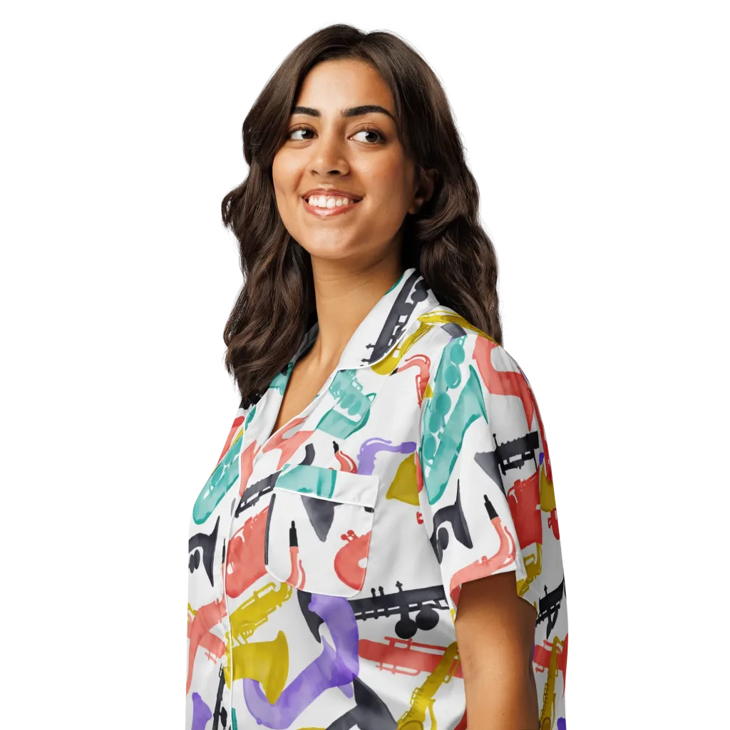 Watercolor Swing on Women's Short Sleeve Pajama Top — Left Front