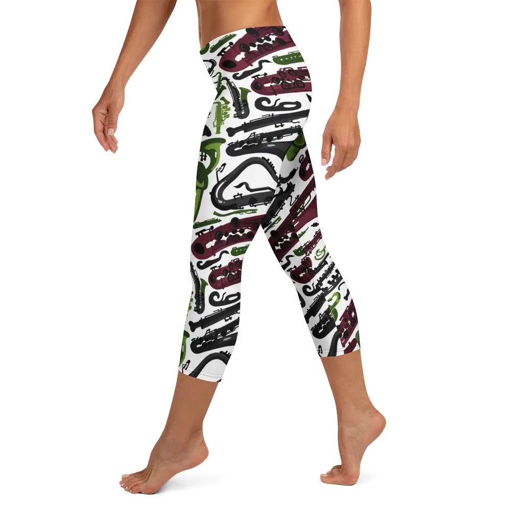 Brass And Burgundy on Capri Leggings — Left