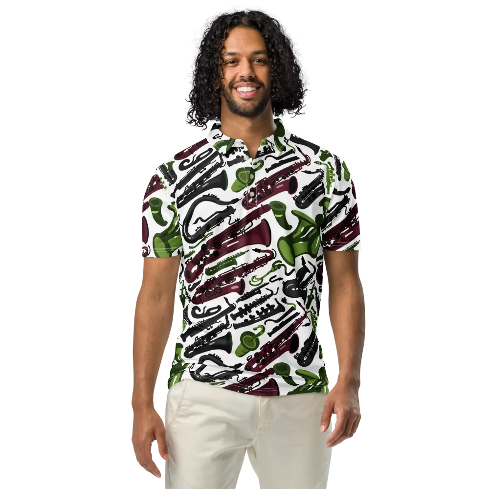 Brass And Burgundy on Men's Slim Fit Polo Shirt — Front