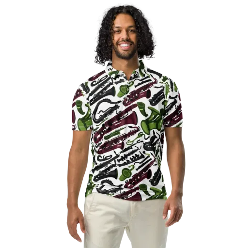 Brass And Burgundy on a Men's Slim Fit Polo Shirt
