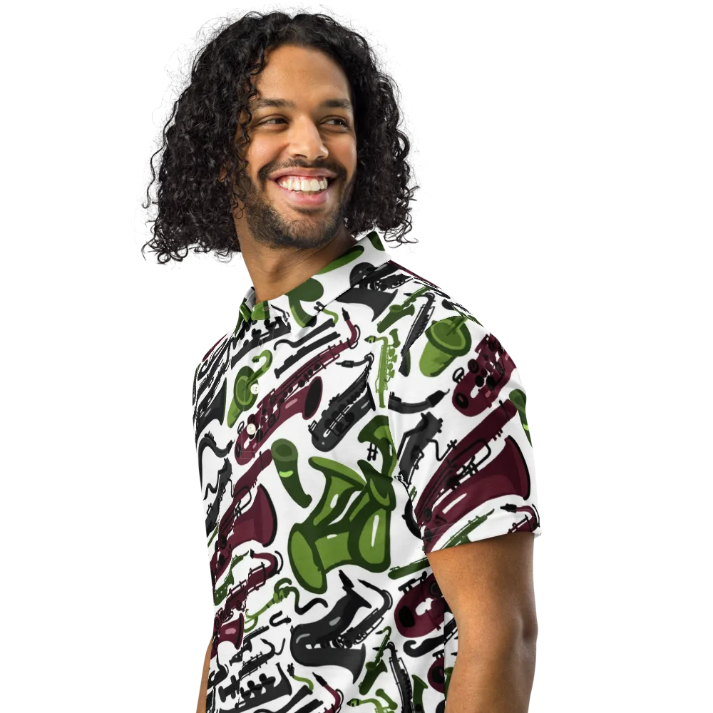 Brass And Burgundy on Men's Slim Fit Polo Shirt — Left Front