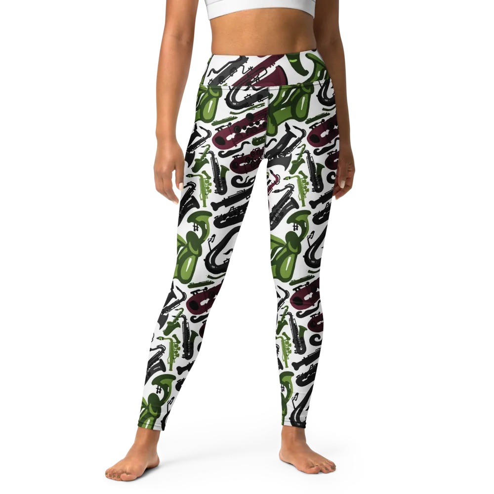 Brass And Burgundy on Yoga Leggings — Front