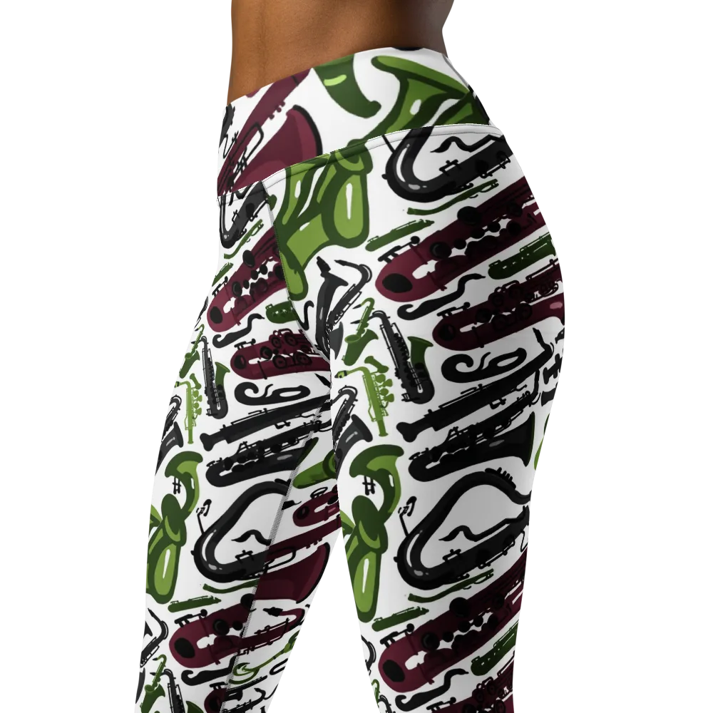 Brass And Burgundy on Yoga Leggings — Left Front
