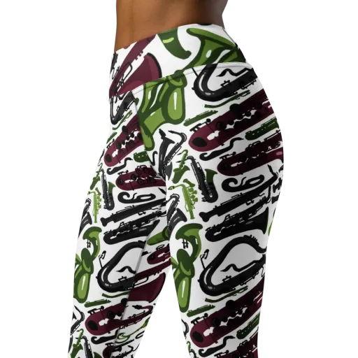 Brass And Burgundy on a Yoga Leggings