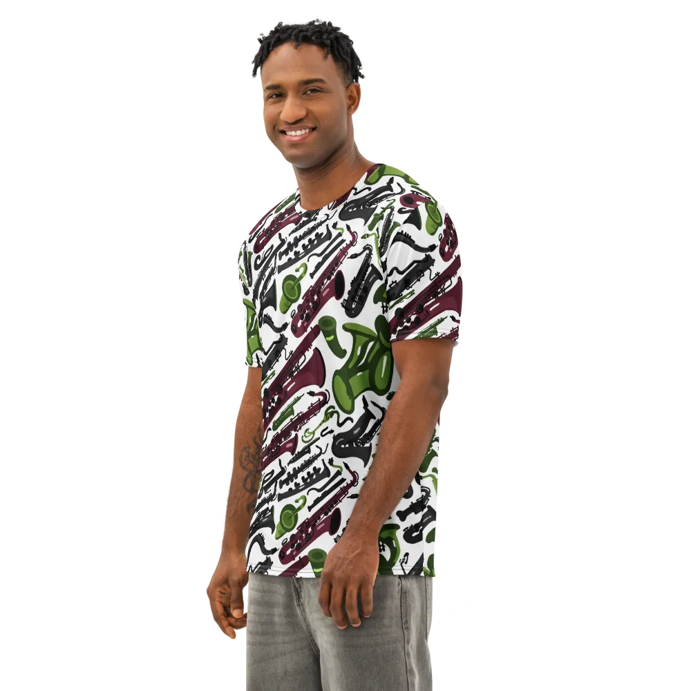 Brass And Burgundy on Men's Cotton Crew Neck T-Shirt — Left Front