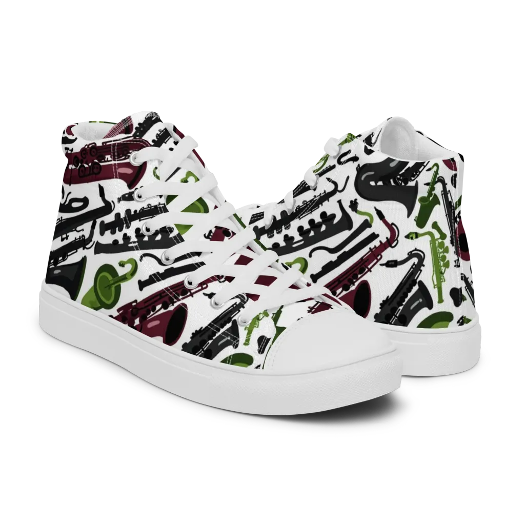 Brass And Burgundy on Men's High Top Canvas Shoes — Right