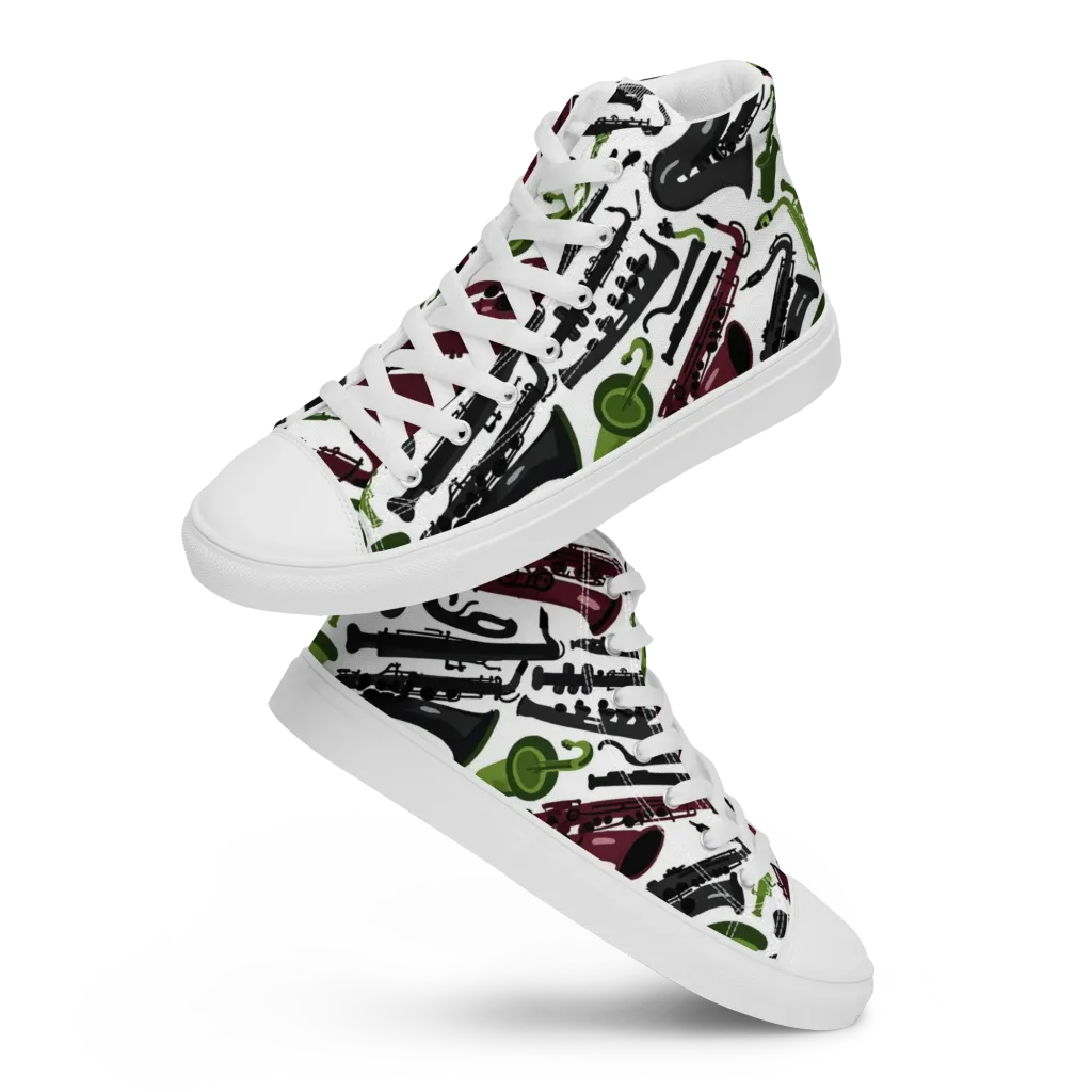 Brass And Burgundy on Men's High Top Canvas Shoes — Front