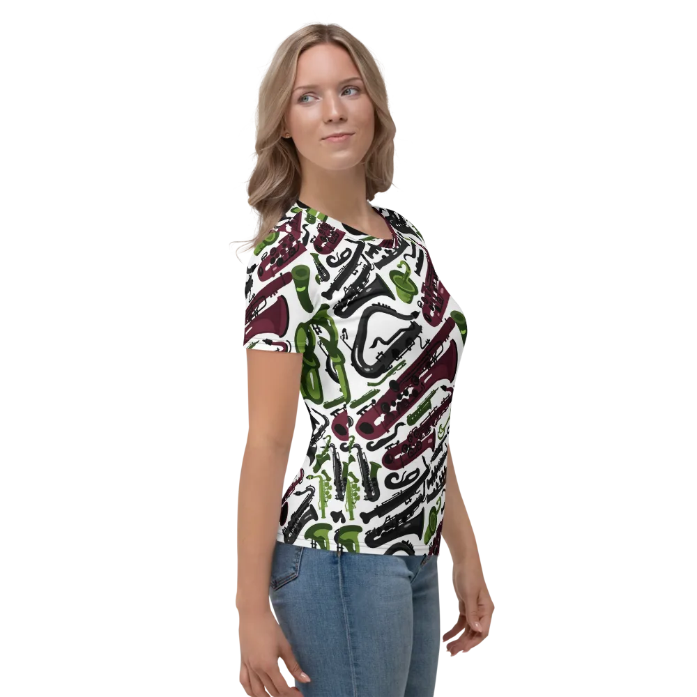 Brass And Burgundy on Women's Crew Neck T-Shirt — Right