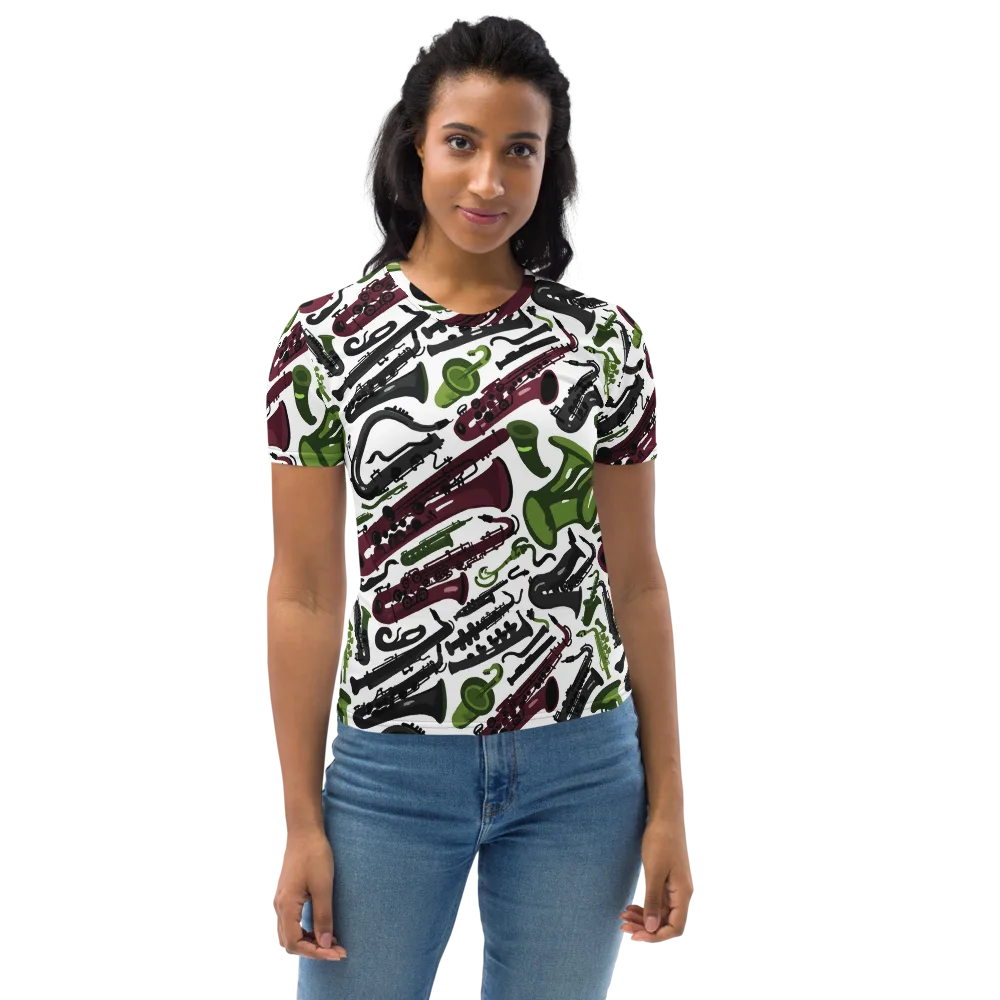 Brass And Burgundy on Women's Crew Neck T-Shirt — Front