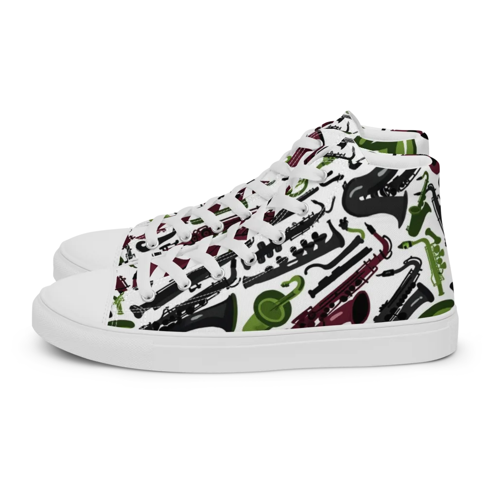 Brass And Burgundy on Women's High Top Canvas Shoes — Left