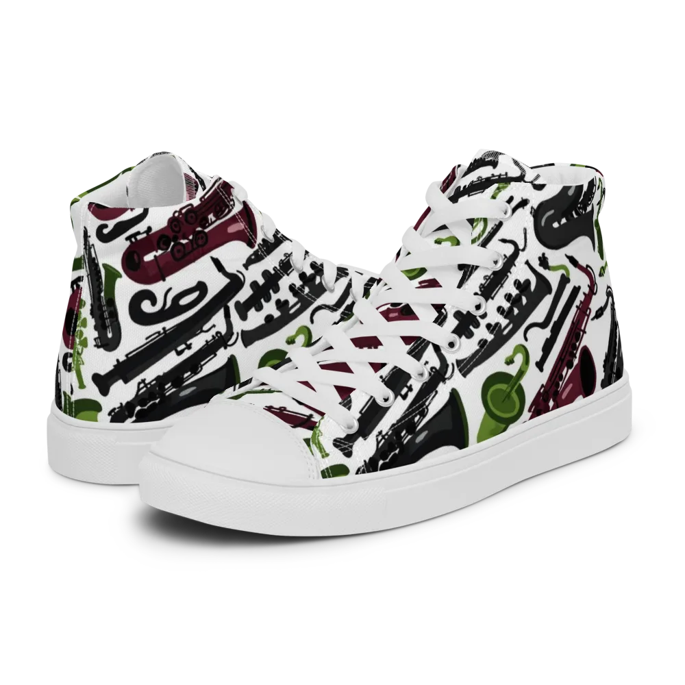 Brass And Burgundy on Women's High Top Canvas Shoes — Left