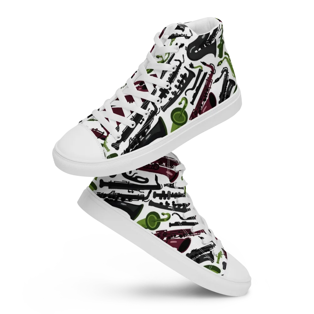 Brass And Burgundy on Women's High Top Canvas Shoes — Front