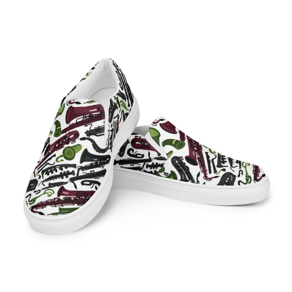 Brass And Burgundy on Men's Slip-On Canvas Shoes — Left Front