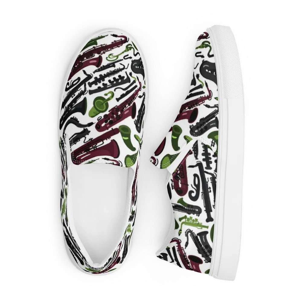 Brass And Burgundy on Men's Slip-On Canvas Shoes — Front