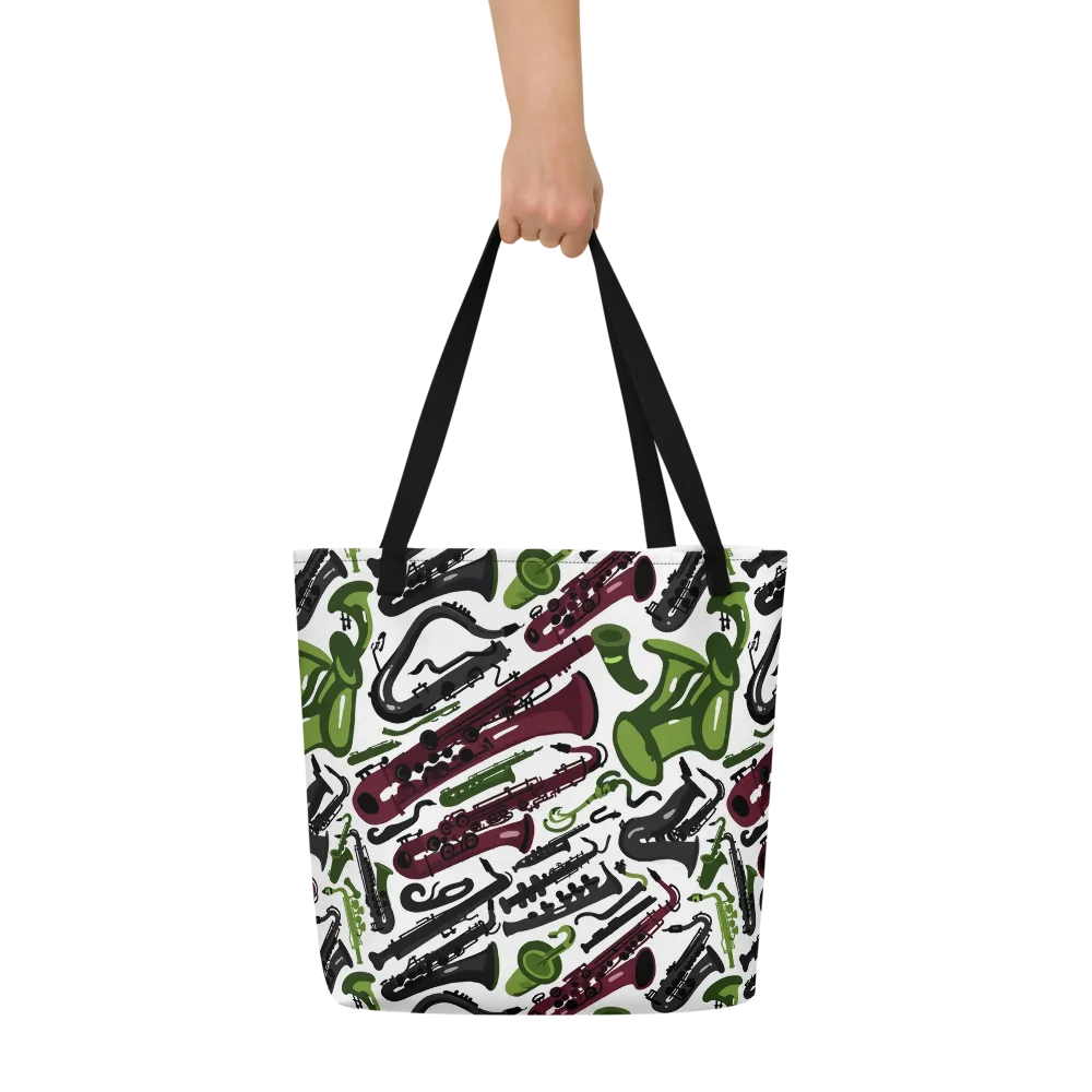 Brass And Burgundy on Large Tote Bag W/ Pocket — Front
