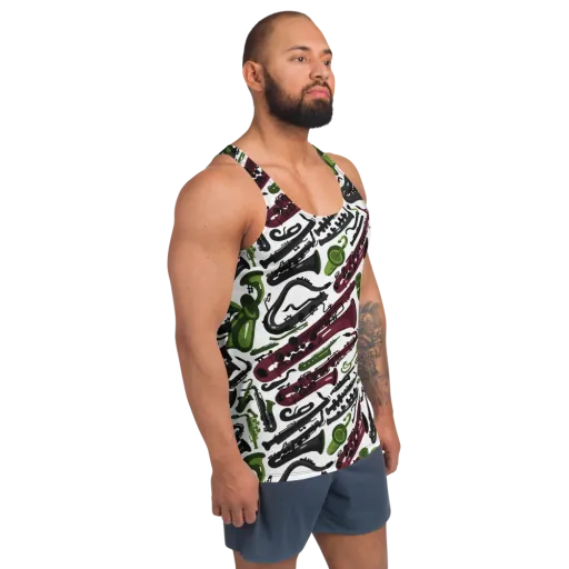Brass And Burgundy on a Men's Tank Top