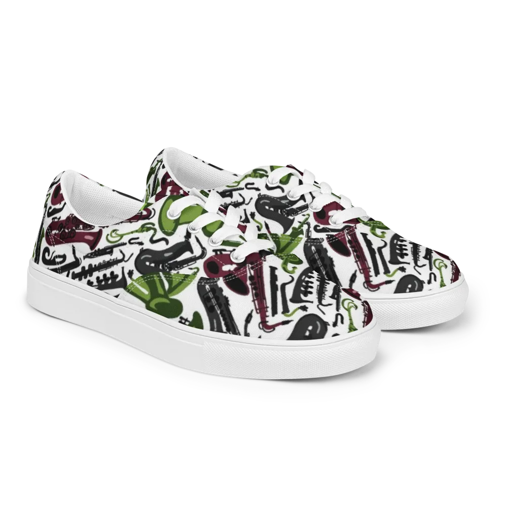 Brass And Burgundy on Men's Lace-Up Canvas Shoes — Right Front
