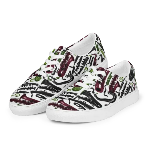 Brass And Burgundy on a Men's Lace-Up Canvas Shoes