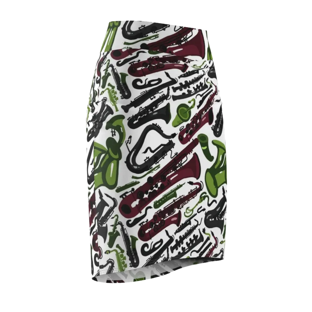 Brass And Burgundy on Pencil Skirt — Front Side