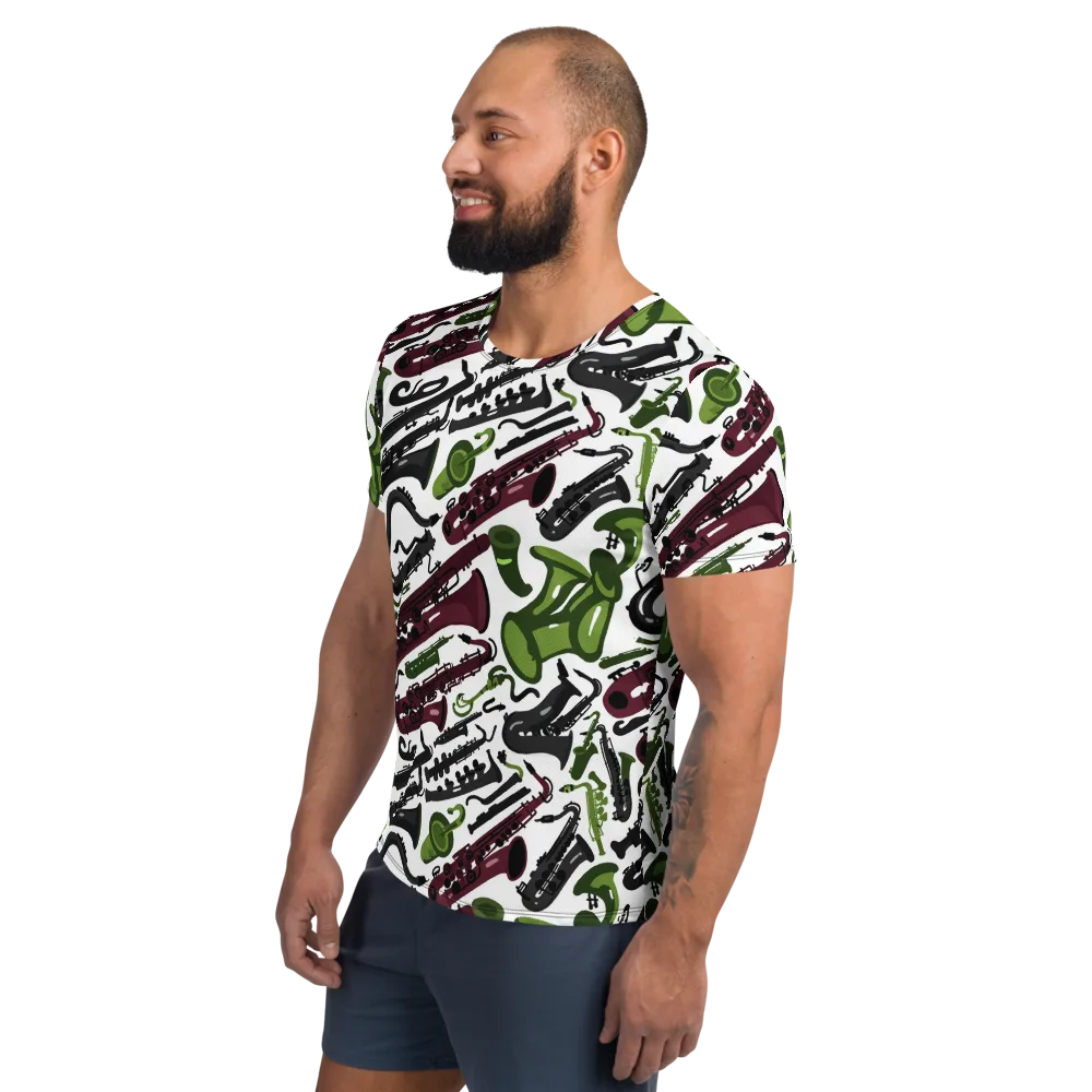 Brass And Burgundy on Men's Athletic T-Shirt — Left