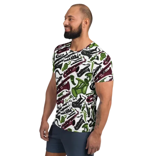 Brass And Burgundy on a Men's Athletic T-Shirt
