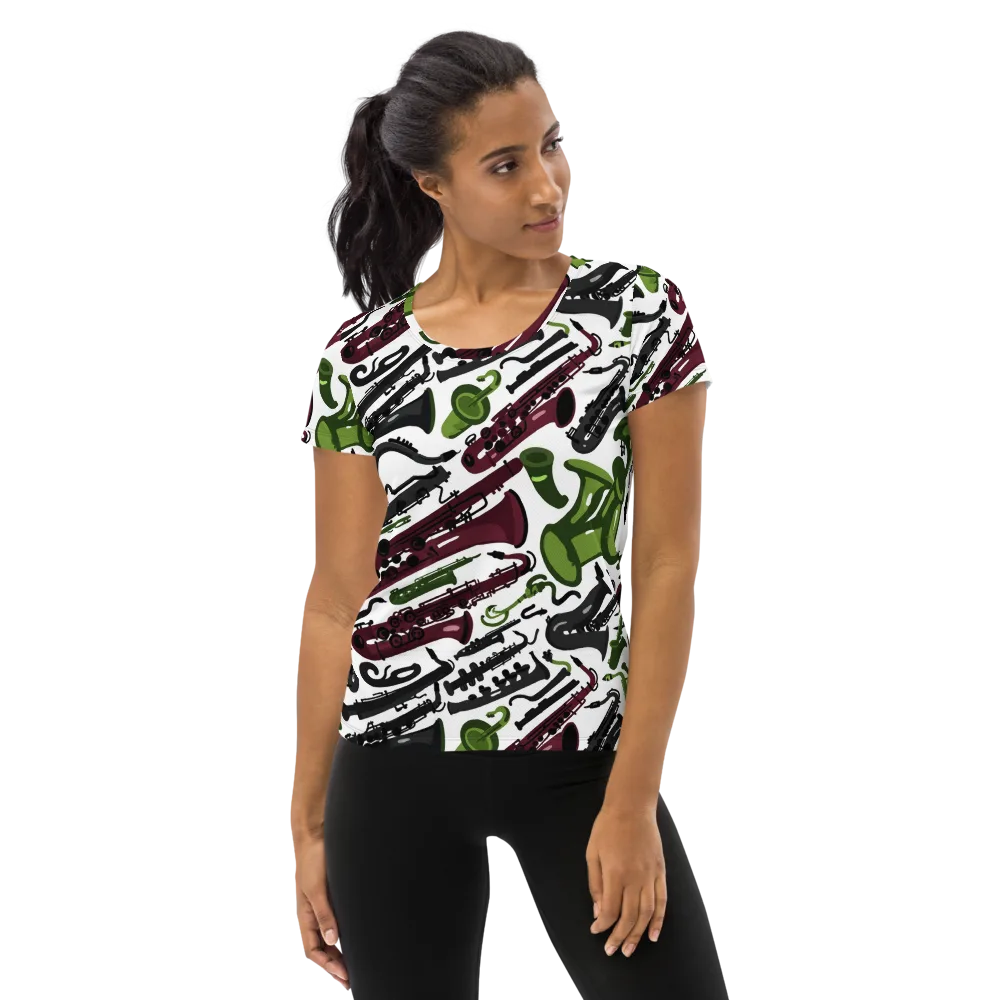 Brass And Burgundy on Women's Athletic T-Shirt — Front