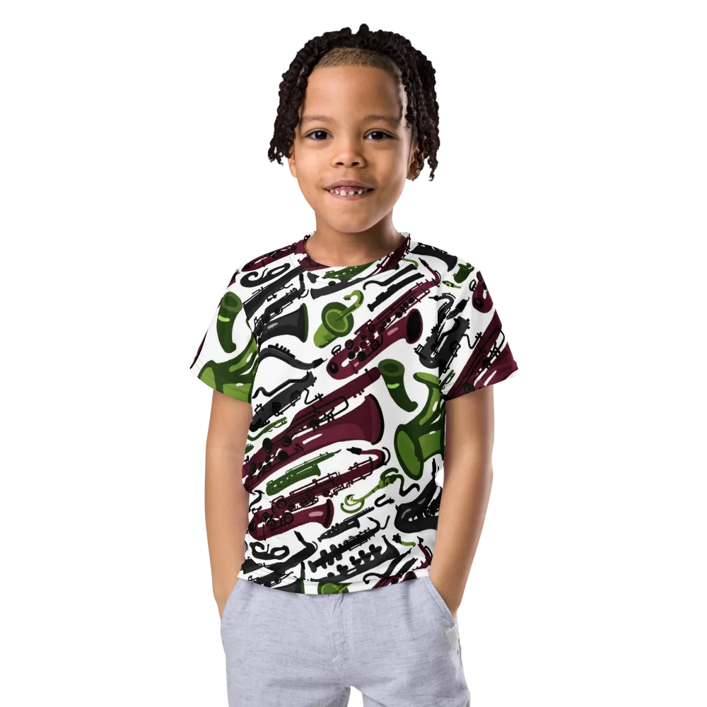 Brass And Burgundy on Kids Crew Neck T-Shirt — Front