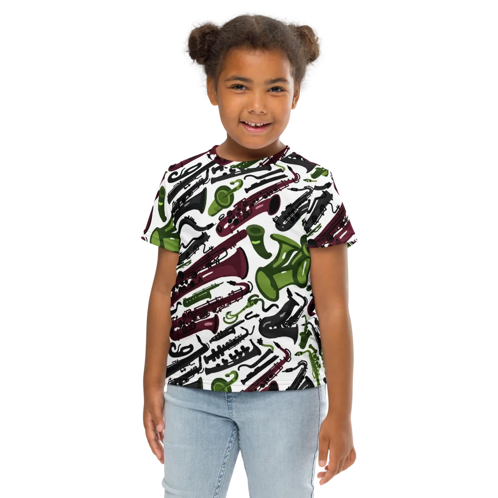 Brass And Burgundy on Kids Crew Neck T-Shirt — Front
