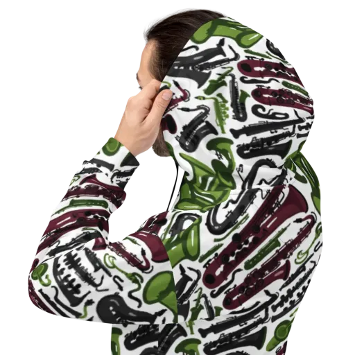 Brass And Burgundy on a Hoodie