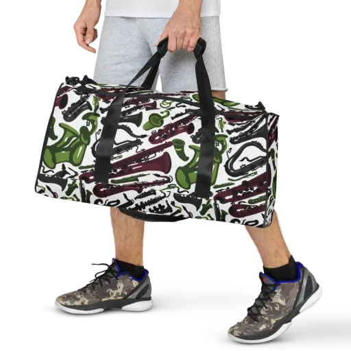 Brass And Burgundy on a Duffle Bag