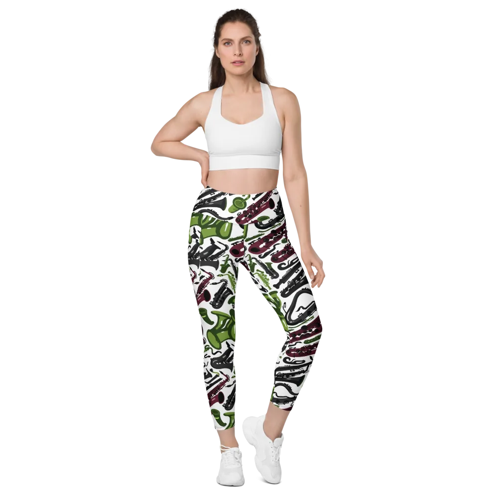 Brass And Burgundy on Leggings with Pockets — Front