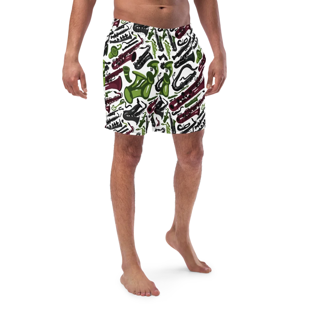 Brass And Burgundy on Swim Trunks — Front