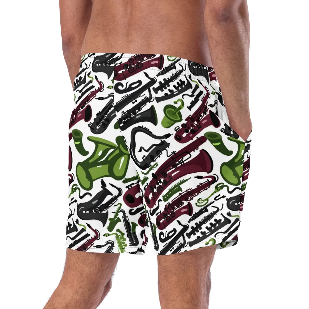 Brass And Burgundy on Swim Trunks — Right Back